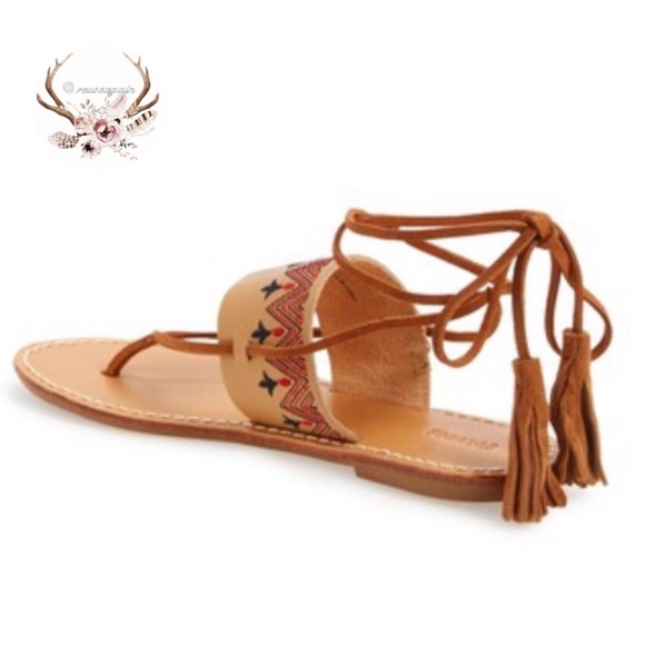 Soludos Leather Tassel Wrap Sandals NIB - Picture 2 of 4